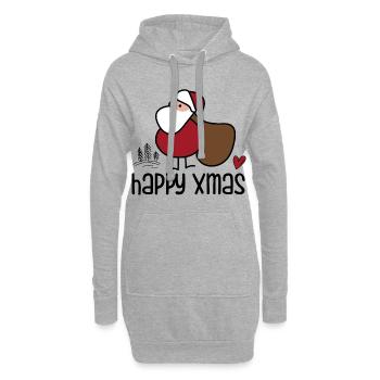 Père Noël simple avec sac - Sweat-shirt à capuche long Femme - gris chiné - Devant