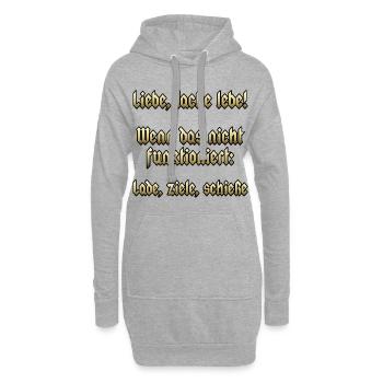 Liebe, lache, lebe! Wenn das nicht funktioniert: - Hoodie-Kleid - Grau meliert - Vorne