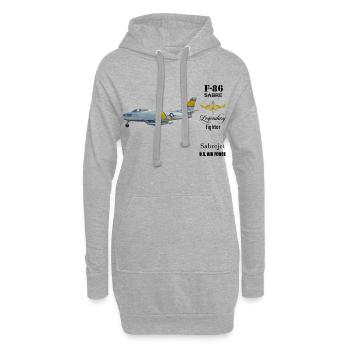 F-86 Sabre - Hoodie-Kleid - Grau meliert - Vorne