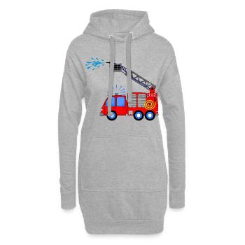 Camion de pompiers avec échelle et eau enfants - Sweat-shirt à capuche long Femme - gris chiné - Devant