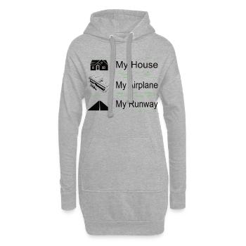 Mein Haus, mein Flugzeug, Meine Landebahn - Hoodie-Kleid - Grau meliert - Vorne