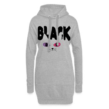 Yeux de chat - Sweat-shirt à capuche long Femme - gris chiné - Devant