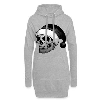 Skull Man Christmas Cap noir blanc - Sweat-shirt à capuche long Femme - gris chiné - Devant