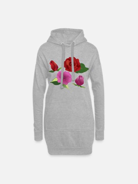 Rosenstrauß Farbenspiel - Hoodie-Kleid - Grau meliert