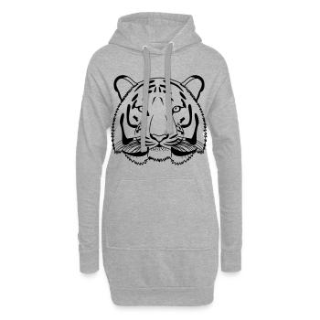 Tête de tigre - contour sombre - Sweat-shirt à capuche long Femme - gris chiné - Devant