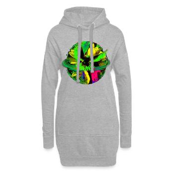 Frieden Taube Welt Planet Blume PopArt - Hoodie-Kleid - Grau meliert - Vorne