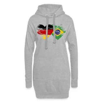 Deutschland Brasilien Flagge used Herz - Hoodie-Kleid - Grau meliert - Vorne