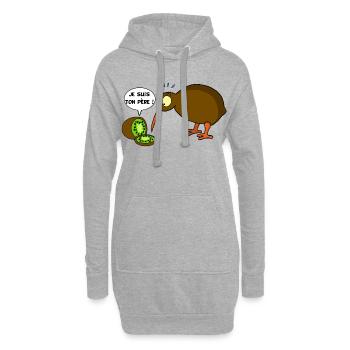 Kiwi contre kiwi (texte français) - Sweat-shirt à capuche long Femme - gris chiné - Devant