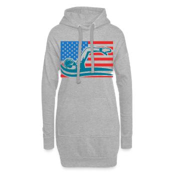 Drapeau de Swimming USA - Sweat-shirt à capuche long Femme - gris chiné - Devant