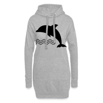 Delfin im Wasser als Vektor - Hoodie-Kleid - Grau meliert - Vorne