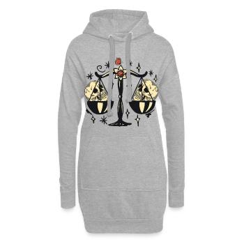 Waage mit Totenköpfen - Hoodie-Kleid - Grau meliert - Vorne
