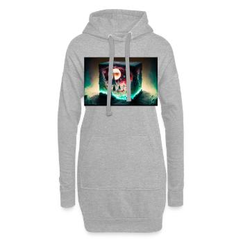 Paysage du Cube de Néon de la Lune - Sweat-shirt à capuche long Femme - gris chiné - Devant