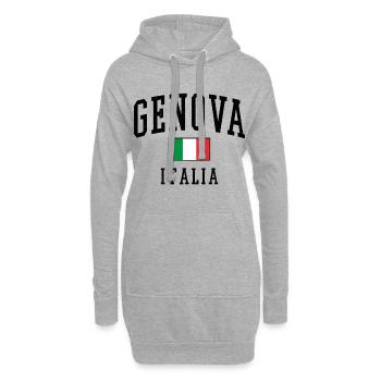 Genova Design mit Flagge und Italia-Schriftzug - Hoodie-Kleid - Grau meliert - Vorne