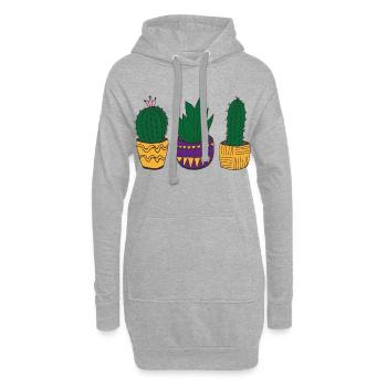 Kakteen bunt im mexikanischen Style - Hoodie-Kleid - Grau meliert - Vorne