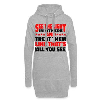 Voir la lumière chez les autres 2 - Sweat-shirt à capuche long Femme - gris chiné - Devant