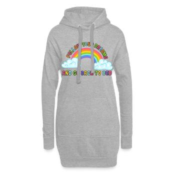 Folge deinen Träumen und geh zurück ins Bett. Humor # - Hoodie-Kleid - Grau meliert - Vorne