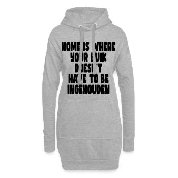 Zuhause ist dort, wo man sich nicht den Bauch halten muss # - Hoodie-Kleid - Grau meliert - Vorne