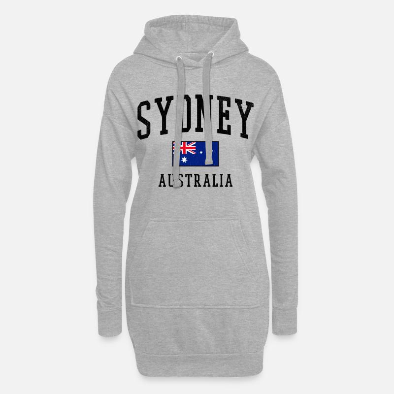 Diseño de ciudades con bandera de Sídney Australia - Sudadera vestido con capucha - gris jaspeado