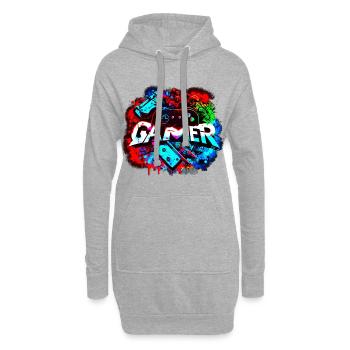 Gamer - Spiele & Videospiele - Hoodie-Kleid - Grau meliert - Vorne