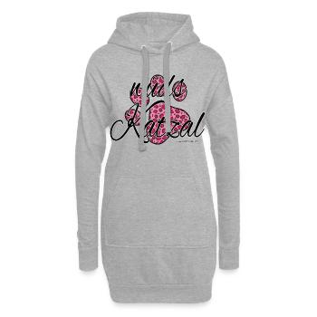 wüds Katzal-wilde Katze, Österreichischer Dialekt - Hoodie-Kleid - Grau meliert - Vorne