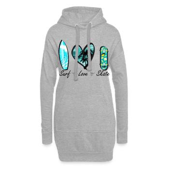 surfen lieben skaten welle herz - Hoodie-Kleid - Grau meliert - Vorne
