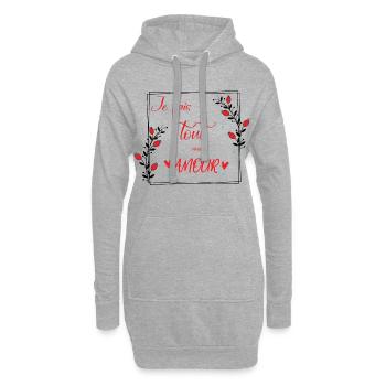 je fais tout avec amour - Sweat-shirt à capuche long Femme - gris chiné - Devant