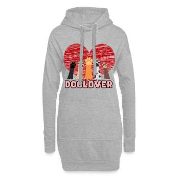 Doglover pour les vrais amoureux des chiens # - Sweat-shirt à capuche long Femme - gris chiné - Devant