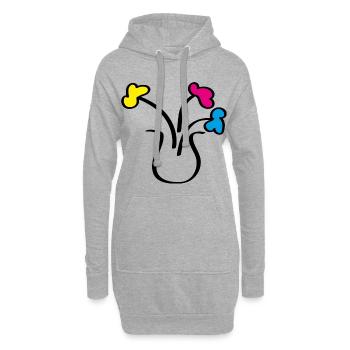 Dessin abstrait de fleurs dans un vase - Sweat-shirt à capuche long Femme - gris chiné - Devant