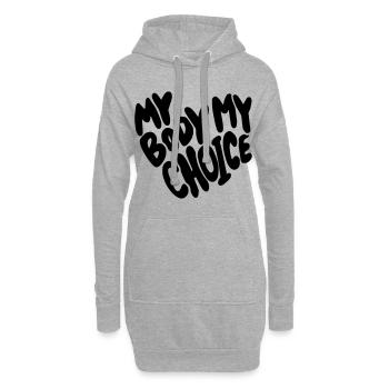 Mon corps, mon choix. Mon corps, mon choix * - Sweat-shirt à capuche long Femme - gris chiné - Devant