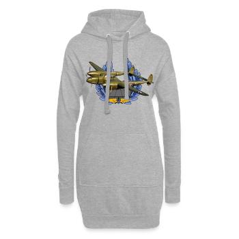 P-38 Lightning - Sweat-shirt à capuche long Femme - gris chiné - Devant