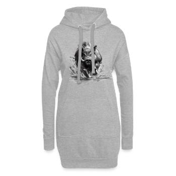 Wildschwein, das im Wasser läuft - Hoodie-Kleid - Grau meliert - Vorne