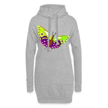Mehrfarbige Schmetterlingsillustration - Hoodie-Kleid - Grau meliert - Vorne