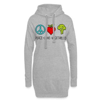 Paix Amour Légumes  - Sweat-shirt à capuche long Femme - gris chiné - Devant