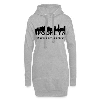 Brooklyn USA Shirt Design T-Shirt Merch - Sweat-shirt à capuche long Femme - gris chiné - Devant