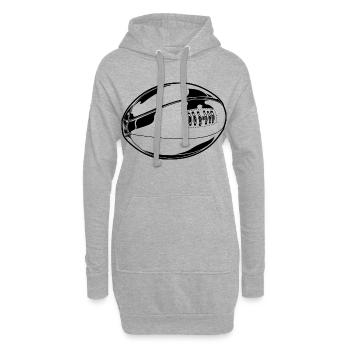Croquis de ballon de rugby - Sweat-shirt à capuche long Femme - gris chiné - Devant