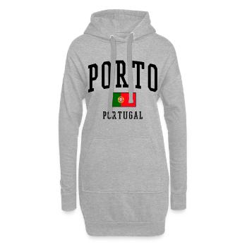 Drapeau de Porto Portugal – City Design - Sweat-shirt à capuche long Femme - gris chiné - Devant