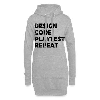 Design Code Spieltest Wiederholung - Hoodie-Kleid - Grau meliert - Vorne