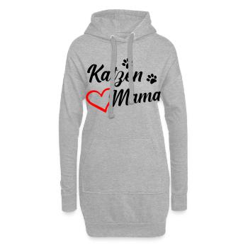 Katzenmama - Hoodie-Kleid - Grau meliert - Vorne