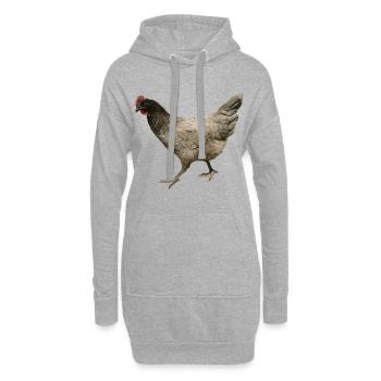 poulet gris - Sweat-shirt à capuche long Femme - gris chiné - Devant