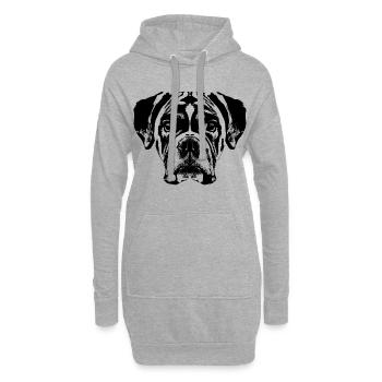 Boxer / Kopf / Hund / Grafik - Hoodie-Kleid - Grau meliert - Vorne