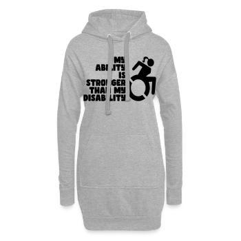 Meine Fähigkeit ist stärker als meine Behinderung. Damen* - Hoodie-Kleid - Grau meliert - Vorne