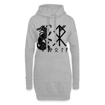 Fenrir Schwarzer Wolf - Hoodie-Kleid - Grau meliert - Vorne