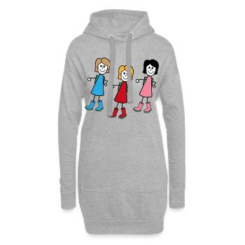 Femmes dans le style comique - Sweat-shirt à capuche long Femme - gris chiné - Devant