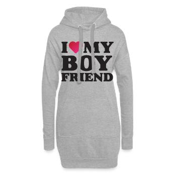J’aime mon petit ami - Sweat-shirt à capuche long Femme - gris chiné - Devant