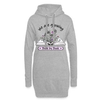 Des fleurs roses poussent à livre ouvert avec citation - Sweat-shirt à capuche long Femme - gris chiné - Devant