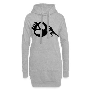 Der Mann, der den Tod abstößt (Schwarz) - Hoodie-Kleid - Grau meliert - Vorne