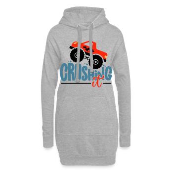 Crushing It Hotrod Grafik - Hoodie-Kleid - Grau meliert - Vorne