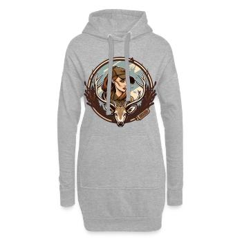 Chasseresse de cerfs - Sweat-shirt à capuche long Femme - gris chiné - Devant