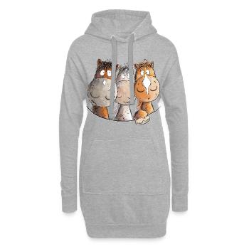 Drollige Pferde I Pferdemotiv Für Reiter - Hoodie-Kleid - Grau meliert - Vorne