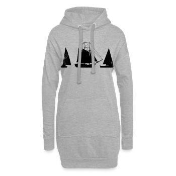 Segelboot Skizze - Hoodie-Kleid - Grau meliert - Vorne